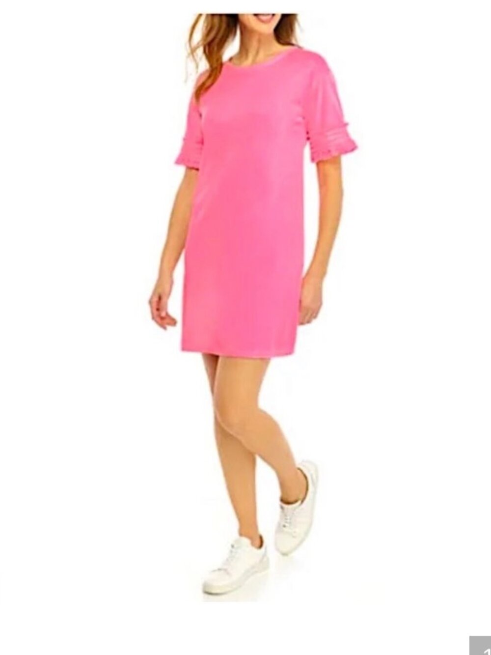 NWT (Other) Crown & Ivy Hello Spring Neon Pink Ruffle Sleeve Mini Dress. Size PL